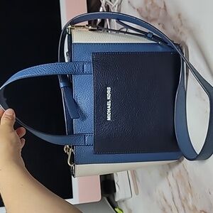 Michael Kors Gemma Sholder Bag Blue/White/ Navy